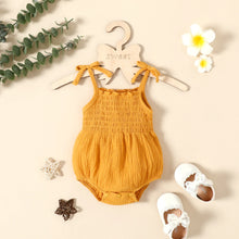 Load image into Gallery viewer, Baby Girl 100% Cotton Crepe Spaghetti Strap Romper
